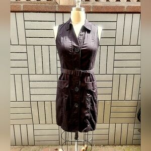 Michael Michael Kors Black Button Front Belted Dress